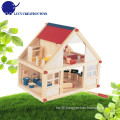 Classic Natural Wooden Doll House with Furniture